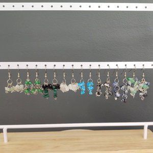 Bundle of 8 stone and glass dangle earrings
